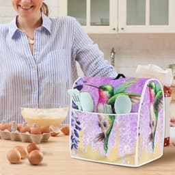 Mixerhoes Standaard - Apparaat Organizer - Keuken Beschermen - Met Opbergvak - Voor 6-8 Liter - Paarse Bloemenprint — thumbnail 4