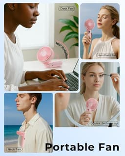 Draagbare handventilator, mini 180° opvouwbare ventilator, 6 snelheden, lcd-display, ultrastil, 4000 mAh, zakformaat, binnen/buiten te gebruiken, met draagkoord — thumbnail 5