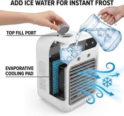Draagbare airconditioner - elektrische desktopventilator - draagbare koelventilator - kleine airconditionerventilator voor huishoudelijk gebruik - watertank van 500 ml - langdurige spray - geschikt voor thuis, kamperen, auto, kantoor en meer. — thumbnail 4