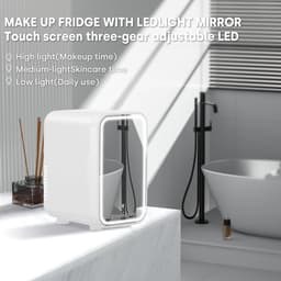 Mini-Koelkast 6L met Dimbare LED Spiegel - Koelen & Verwarmen - AC/12V DC - Voor Slaapkamer, Auto & Skincare - Wit — thumbnail 2