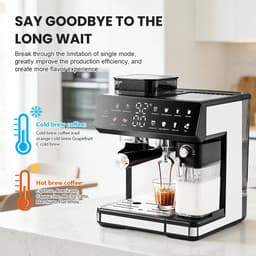 Chelsey- store - Koffiezetapparaat - Koffiemachines - Espressomachine Volautomaat Bonen- 20 maalstanden - 1350 W Volautomatisch- Dubbele boiler - Melkopschuimer - 2,7 liter Watertank - Touchscreen - Bonen -en Poederkoffie - Zwart — thumbnail 2