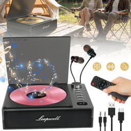 Multifunctionele CD Speler - Retro CD Speler - Draagbare CD Luidspreker - 7-in-1 - Bluetooth & FM & USB & AUX - Hi-Fi Stereo Geluid - Stofkap - 4000 mAh Oplaadbaar - Voor Thuis & Kantoor & Hotel & Auto — thumbnail 5