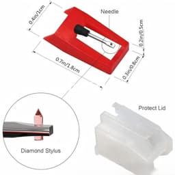 3 Stuks Platenspeler reservenaald - platenspeler accessoires - Naald - Platenspeler reservenaald - universele draaitafelpinnen - Geschikt voor vinylplatenspelers, fonografen – Rood - LOUZIR — thumbnail 3