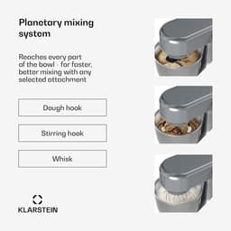 Staande Mixer - Keukenmixer Deegmixer - Bakken en Koken - Planetaire Mengbeweging - 5 Liter Kom - Zilver — thumbnail 2