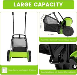 Mulcher handmatige grasmaaier - snijbreedte 30 cm - verstelbare snijhoogte 12-45 mm - SnelShoppen — thumbnail 3