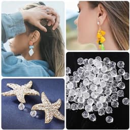 100 stuks rubberen oorbelachterkanten, rubber, comfortabel, ondoordringbaar, zacht, veilige achterkanten, doorzichtig, antislip, oorbelstoppers, veilige pasvorm voor oorbellen, hoepels en piercings — thumbnail 3