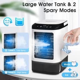 4 in 1 Mini Aircooler met Water - Mobiele Airco Zonder Afvoerslang – Tafelventilator - Mini Airco - Draagbare Airco - Mobiele Airco - 3 Snelheden en 2 Koelniveaus - 900 ml en 90 Graden Oscillatie - Stille Mobiele Airconditioner Voor Camping, Kantoor — thumbnail 5