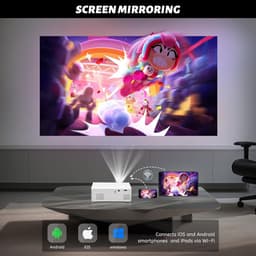 SnelShoppen - Mini-beamer, Draagbare Bluetooth-projector Full HD 1080P voor Thuisbioscoop, Compatibel met iOS, Android, Windows, TV-stick, HDMI, Smart — thumbnail 5