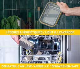 SnelShoppen - Set van 5 Bakdozen voor Batch Cooking - 1x 5000 ml + 2x 1300 ml + 2x 650 ml - Rvs, Magnetron, Oven, Vriezer Bestendig, Handige Opberging — thumbnail 3