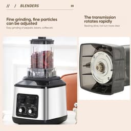 Multifunctionele Keukenmachine – Blender – Food Processor – Sapmaker – IJscrusher – Grote Inhoud 3L+1,5L+0,5L – Krachtige 9500W Motor – Stille Frequentie Technologie — thumbnail 4