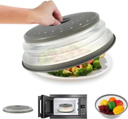 Opvouwbare magnetron deksel, set van 2 magnetronkappen, microgolfovenafdekkingen 27 cm, magnetron afdekkap met haken - ShopVlot — thumbnail 4