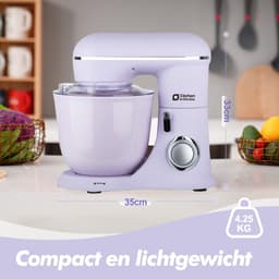SnelShoppen - Kitchen in the Box Keukenmachine 1300W, 10 Snelheden, 4.5L + 5L Mengkommen, Elektrische Standmixer met Garde, Klopper en Deeghaak (Lila) — thumbnail 4