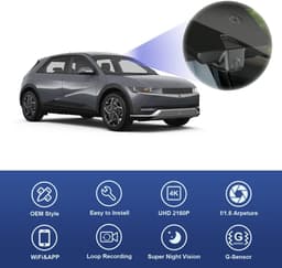 SnelShoppen - Dashcam 4K voor Hyundai IONIQ 5 2022 2023 2024 - Auto Dimming Mirror, UHD Video 2160P, WiFi, Nachtzicht, Loop Recording, G-Sensor, WDR, — thumbnail 3