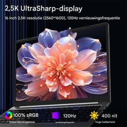 A15 Pro Laptop - 16 Inch 2.5K 120Hz Scherm - AMD Ryzen 5 7430U Processor - 16GB DDR4 Geheugen 1TB SSD Opslag - Metalen Behuizing - Windows 11 - Voor Werk Studie en Gaming Zilver — thumbnail 5