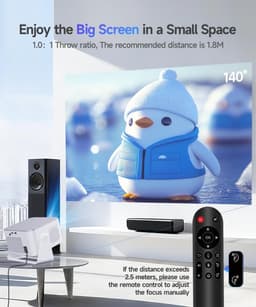Mini Projector - Wit - Native 1080P - 4K/8K Compatibel - Voor Thuisbioscoop — thumbnail 5