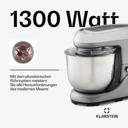 Keukenmachine Mixer - Bakmachine Deegmachine - Koken Bakken - Planetair Roersysteem - 5 Liter Kom - Zilver — thumbnail 4