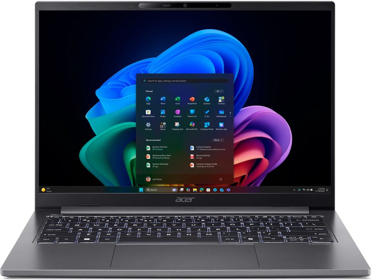 Acer TravelMate X4 14 AI TMX414-51-TCO-53GC Copilot+ PC Intel Core Ultra 5 226V Laptop 35,6 cm (14") WUXGA 16 GB LPDDR5x-SDRAM 1 TB SSD Wi-Fi 7 (802.11be) Windows 11 Pro Grijs — afbeelding 1