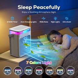 Draagbare Luchtkoeler - Mobiele Aircooler met 1L Watertank - Verdampingskoeler Zonder Afvoerslang - Persoonlijke Ventilator met Koelfunctie - Voor Slaapkamer, Kantoor, Kamer en Camping — thumbnail 5