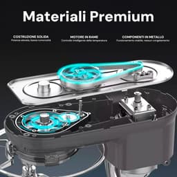 SnelShoppen - Avilia Planetaire Keukenmachine 6,5 L met Vleesmolenset en Roestvrijstalen Mixer, 1900 W, 360 Graden Roeren, 6 Snelheden voor Perfect De — thumbnail 4