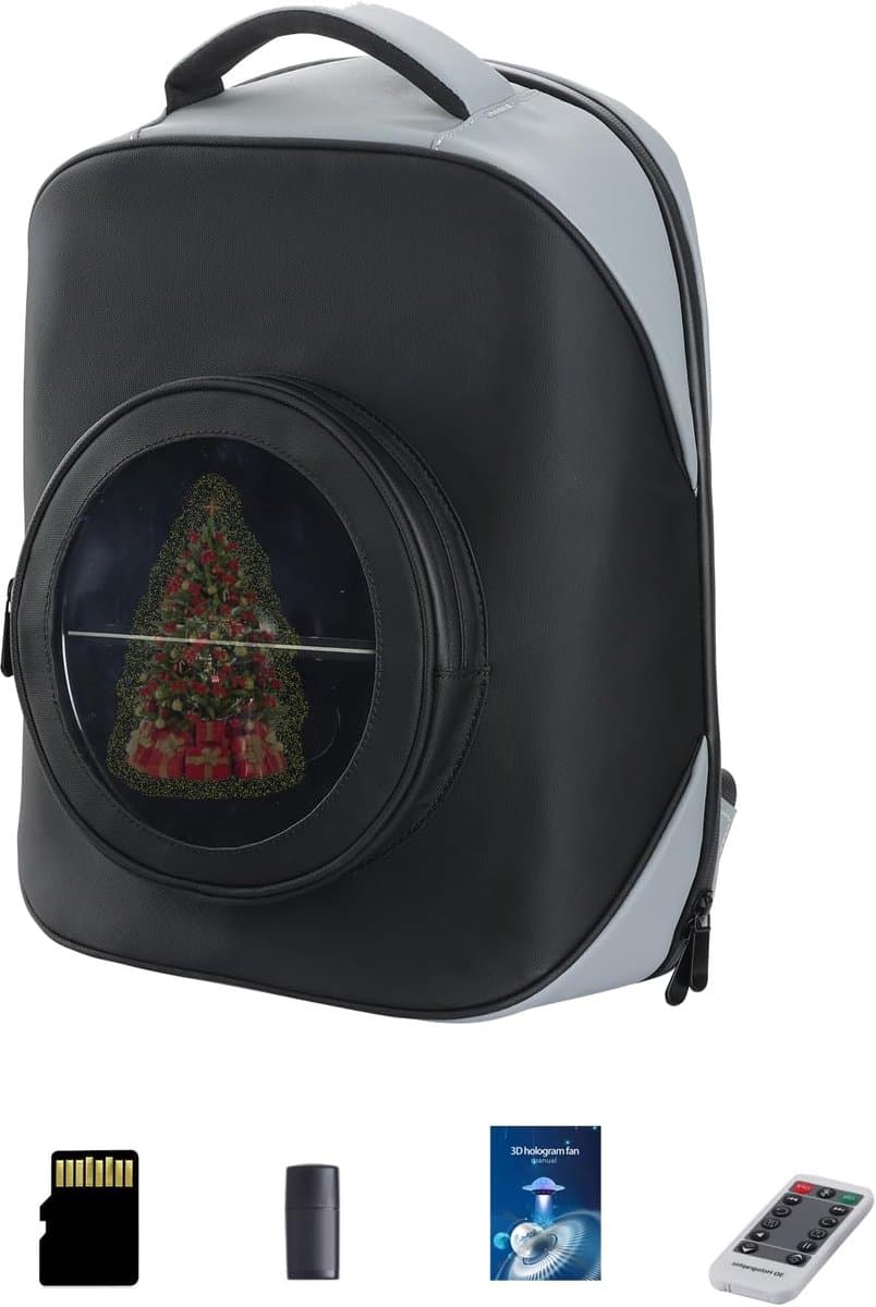 3D Hologram Fan Rugzak - Draagbare Holografische Display, 40CM Hoog, 36CM Breed - LED 3D Projector voor Beurzen, Tentoonstellingen, Commercial Displays, Incl. Afstandsbediening & 700 Video's — afbeelding 1