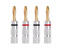 Banaanstekker 4 Stuks -Gold plated Luidspreker Stekker - Voor Versterker & Speakers - Luidsprekerstekker