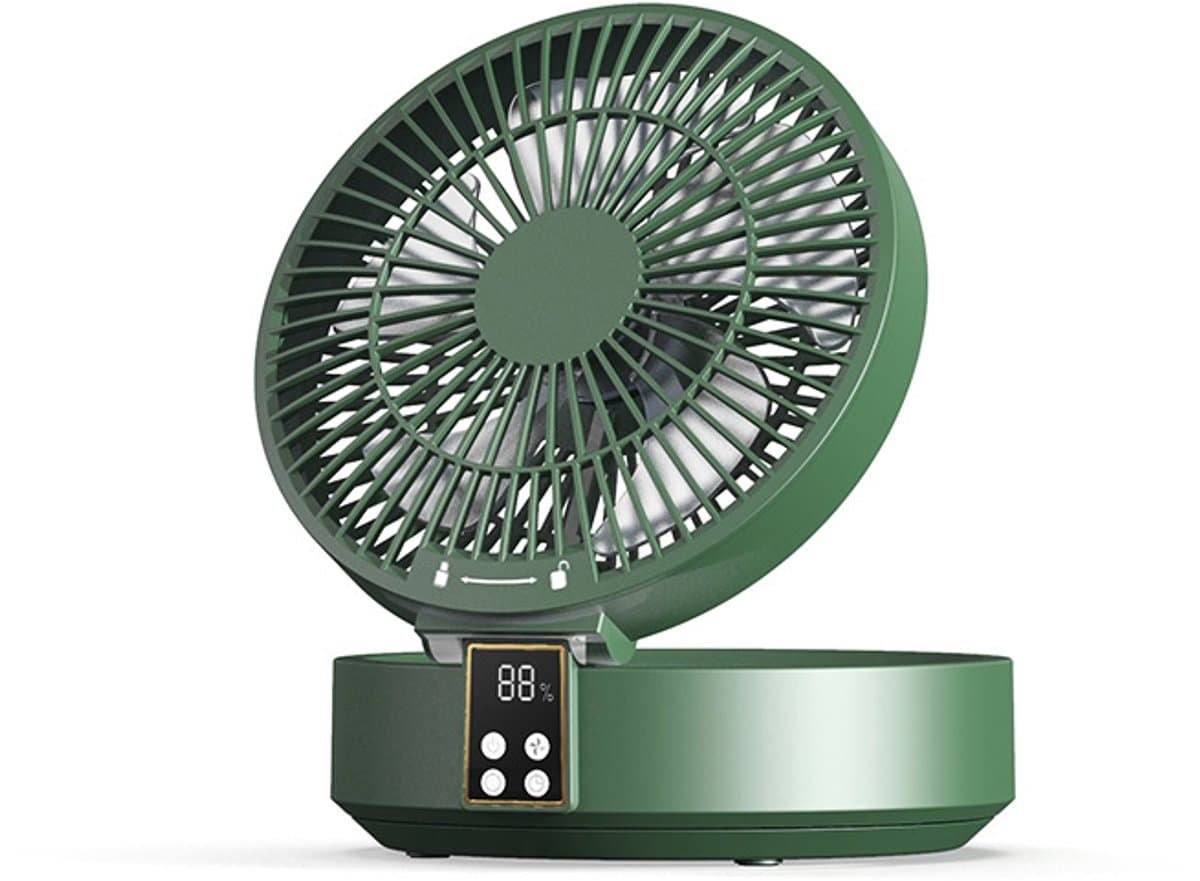 Opvouwbare ventilator: Inclusief nachtlampje en afstandsbediening, 3 stille ventilatorsnelheden, geschikt voor wandmontage of plaatsing op een bureau, ideaal voor slaapkamers, woonkamers en keukens (wit). — afbeelding 1