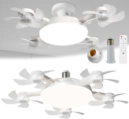 Casalora E27 + B22 Schroeffitting Plafondventilator met 5 Bladen - LED Drone Plafondventilator met Afstandsbediening - Dimbare Ventilator met Timerfunctie - Stille Ventilator voor Slaapkamer — thumbnail 1