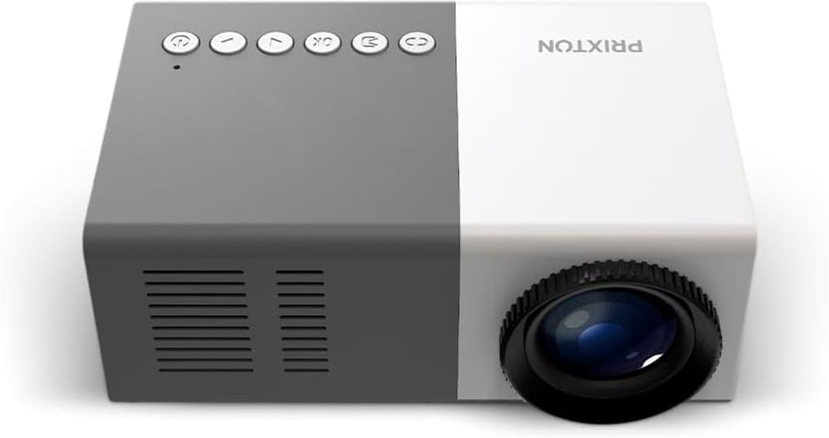 PRIXTON Cinema Mini Mini projector 900 lumen, HDMI, USB, MicroSD, Aux in, AV in, geïntegreerde luidspreker en - ShopVlot — afbeelding 1