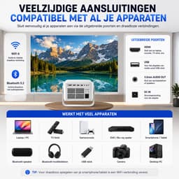 Yemtech® - Smart Beamer - Mini Projector - HY350max 500 ANSI - Full HD 1080P - 8K Ondersteuning - Android 14 - Autofocus — thumbnail 4