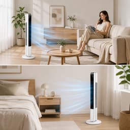 Livista Torenventilator - 90° Oscillatie - Afstandsbediening - 24-uurs Timer - Touchbediening - 3 Snelheden - 45 dB - Vortex-luchtstroom - Wit — thumbnail 4