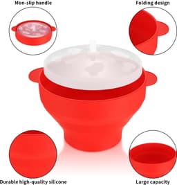 Dailygoods - Grote Opvouwbare Siliconen Popcorncontainer - BPA-vrij, Voor Magnetron — thumbnail 2