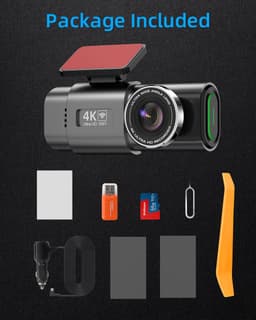SnelShoppen - Dashcam Auto 4K+1080P WiFi Voor en Achter, Afneembare Dashboard Camera met 64G SD-Kaart, 170°+140° Groothoek, G Sensor, Nachtzicht, Park — thumbnail 4