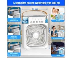 RWB® Mobiele Airco Zonder Afvoer - Luchtkoeler - Aircooler - Wit - ‎26x20x25cm