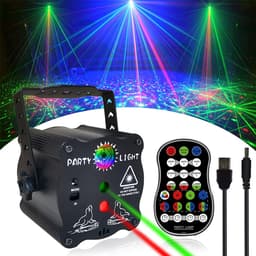 LED-laserprojector - Discolamp - Met lichteffecten - 60 patronen - Sfeerverlichting voor het podium - Oplaadbare laserlamp - Geschikt voor binnen- en buitengebruik - USB-voeding - Zwart — thumbnail 4