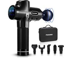 SnelShoppen - 6 in 1 Massagepistool - Professioneel Massageapparaat - 30 Massagesnelheden - Inclusief Opbergtas - Zwart - Volledige Lichaamsmassage