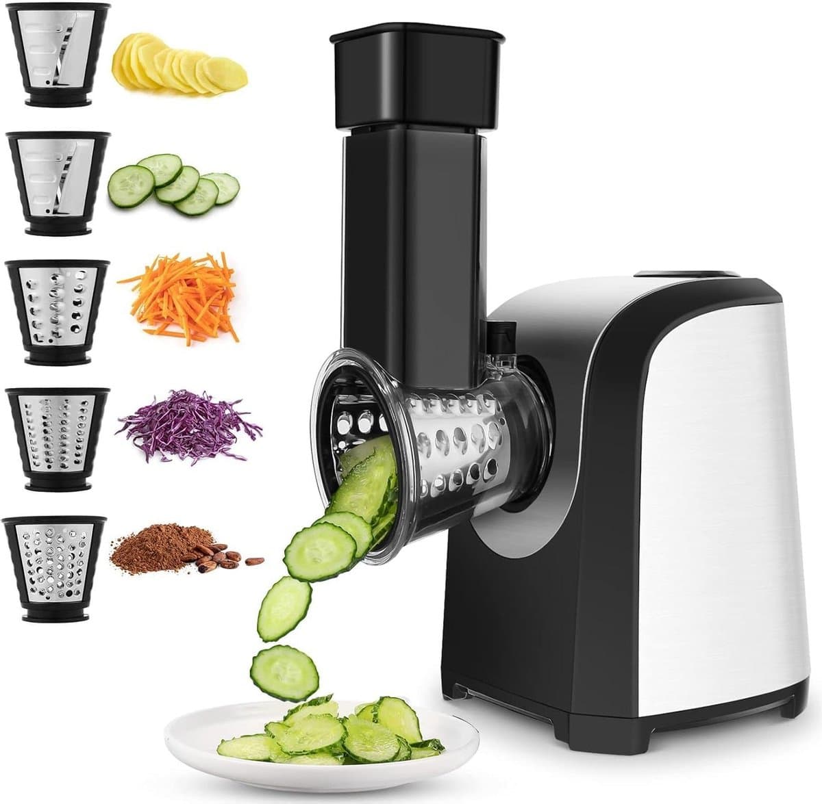 Elektrische Rasp - Groentesnijder Keuken - Snel Ingrediënten Bereiden - 5-in-1 Multifunctioneel - 150 Watt Vermogen - Zwart — afbeelding 1