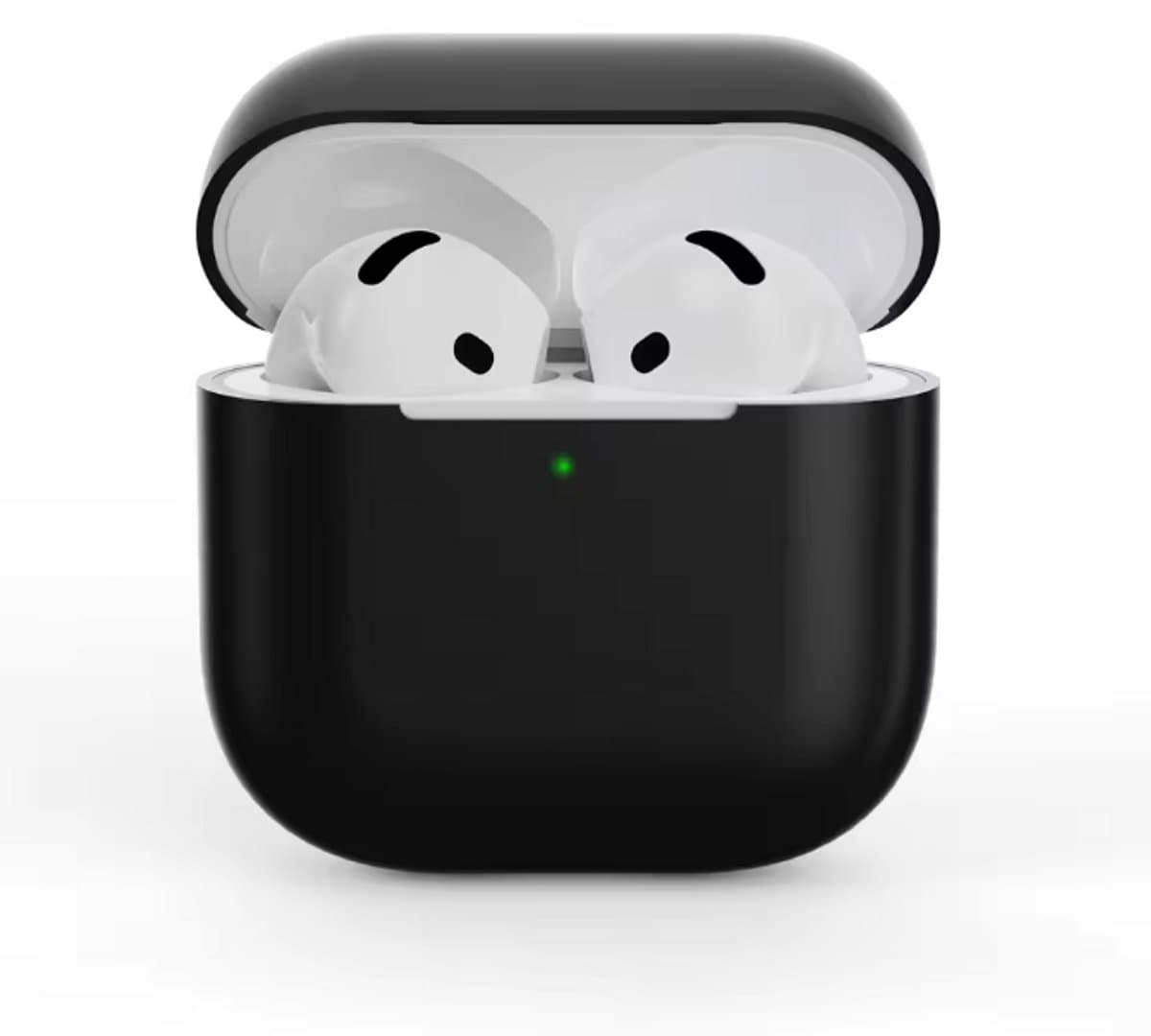 New Age Devi - Siliconen Hoes Geschikt voor AirPods 4 - Inclusief Clip - Cover - Zwart — afbeelding 1
