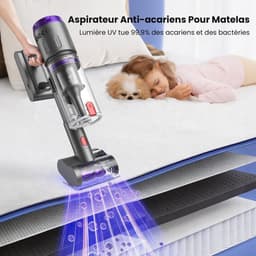 Draadloze Steelstofzuiger Met Accu, 600W/58Kpa, Inclusief Mini-Turbo-Mijtborstel – 75 Minuten Gebruiksduur, 1 M Uitschuifbare Slang, 6-Traps Hepa-Filtratie, Led-Touchdisplay, Vrijstaand, Stil ≤62 Db, Stofreservoir Van 1,6 L — thumbnail 2