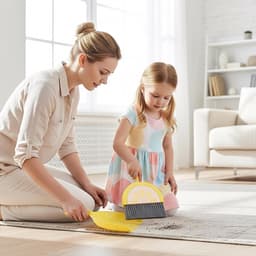 Mini Handveger Schep - Tafel Bezem Set - Snel Opruimen - Lichtgewicht Compact - 23.5 x 20 cm - Geel — thumbnail 2