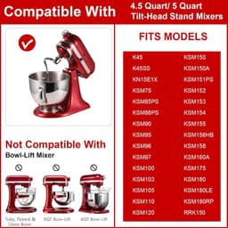 Deeg Haak Mixer - Broodhaak Keukenmachine - Deeg Kneden - Voedselveilig Roestvrij Staal - 4.5-5 Qt - Zilver — thumbnail 3