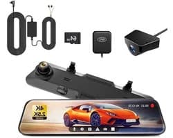Dashcam Spiegel - Dashcam voor Auto – 12" - Touchscreen – 2.5K Achtercamera – GPS – Nachtzicht – Parkeermodus – WDR – 170° Groothoek - Hardwire-kit