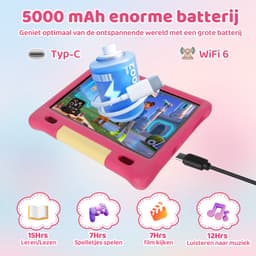 Hotlight 10.1 Kindertablet – Android 15 Tablet met Rose tablet hoesje - Tablet Hoes Sleeve – 20 GB RAM/128GB ROM - Ouderlijk Toezicht – Vanaf 3 Jaar — thumbnail 4