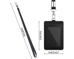Verticale ID Badge Houder van PU Leer met 56cm Afneembare Nylon Lanyard voor Kantoor, School en Rijbewijs (2 Zwart)