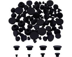 100 Stuks Silicone Caps in 8 Maten, Zwarte Snap-On Eindkappen voor Testbuizen, Meubelpootbescherming en Waterdichte Toepassingen