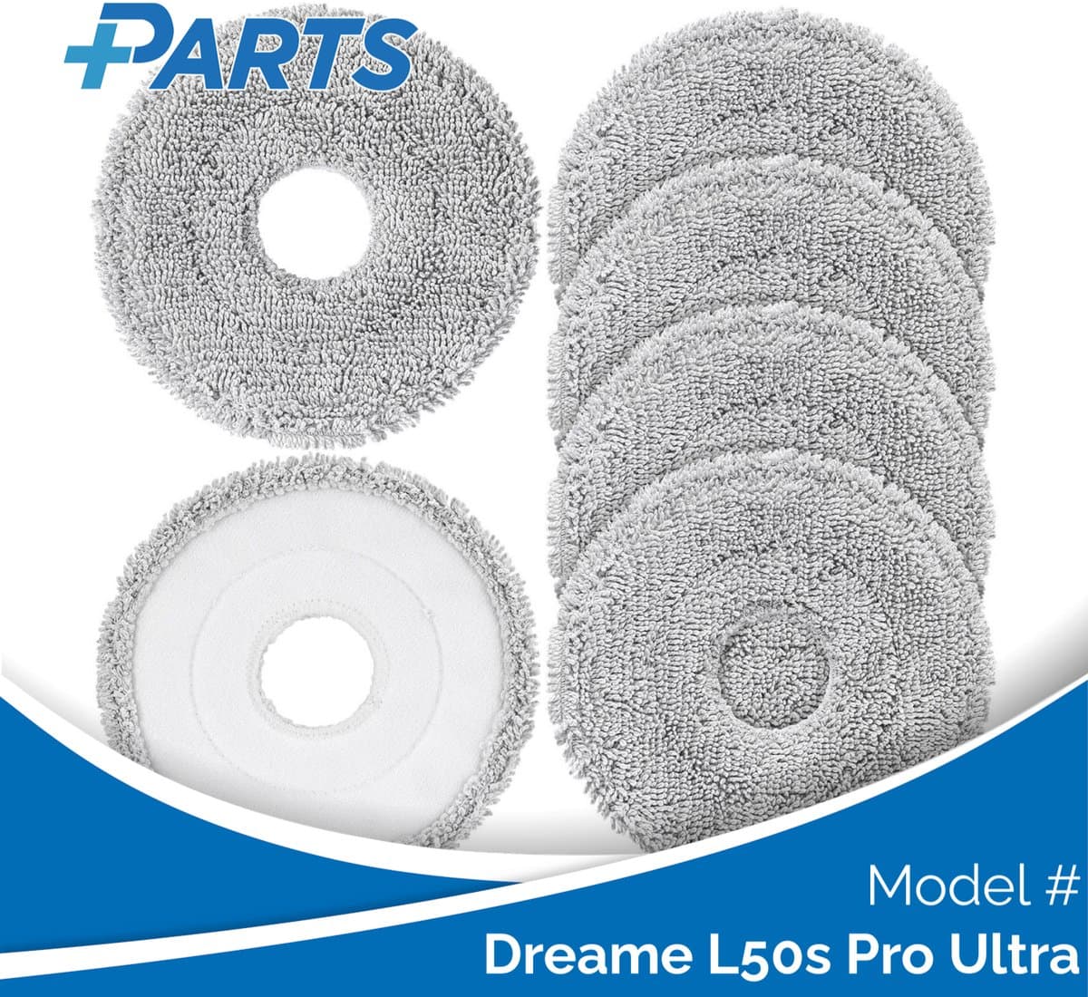 Dreame L50s Pro Ultra Dweilpads (6 Stuks, Plus.Parts® alternatief voor RMP8) — afbeelding 1