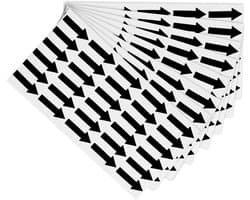 Set van 6 Kleine Pijl Stickers, 1.2 x 0.5 cm PVC Plaklabels voor Stroomrichting, Defectmarkering en Kwaliteitscontrole, Zwart