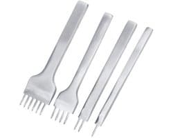 DIY Leer Snijgereedschap Set - 4 Stuks Hoogwaardige Stalen Snijmallen voor Leerbewerking met 3mm Spatiëring en Inclusief Materialen