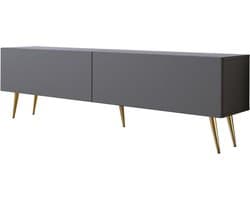 TV-kast - Tv-meubel - Opbergen media-apparatuur - Twee deuren twee planken - 170 cm breed - Antraciet