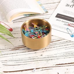 Papierclip Houder en Opbergdoos in Goud, RVS Bowl voor Kantoorbenodigdheden en Kleine Onderdelen, Ideaal voor Bureauorganisatie — thumbnail 2