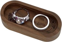 Walnoten Houten Ringhouder - Kleine Platter voor Sieraden, Trouwringen en Cadeaus - Ellipsvormig, 8.2x3.7 cm, Perfect voor Verjaardagen en Jubilea — thumbnail 1